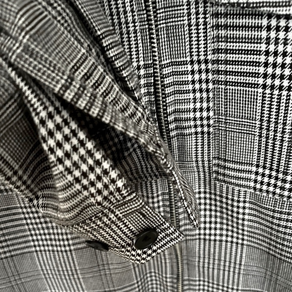 H&M MEN'S BLACK CHECKED ZIP-UP SHIRT JACKET - SIZE SMALL - Picture 5 of 8